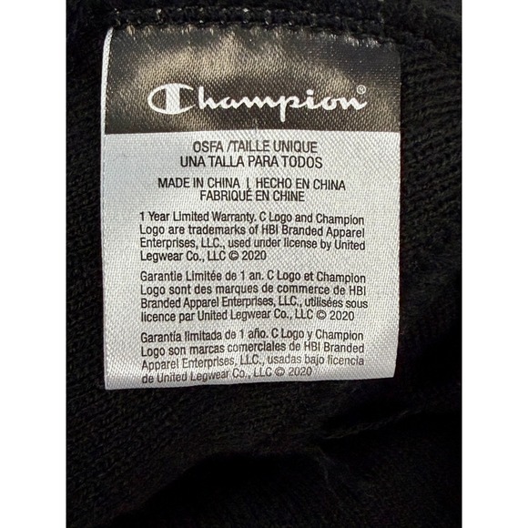 Champion Knit Beanie Black w/ White Stripe - Picture 3 of 4